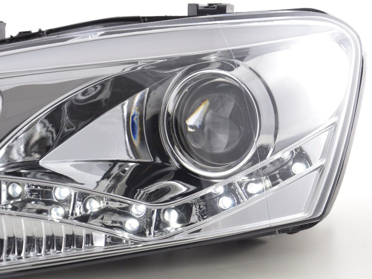 Scheinwerfer Set Daylight LED TFL-Optik VW Polo Typ 6R 2010- chrom für Rechtslenker Scheinwerfer Set Daylight LED TFL-Optik VW Polo Typ 6R 2010- chrom für Rechtslenker